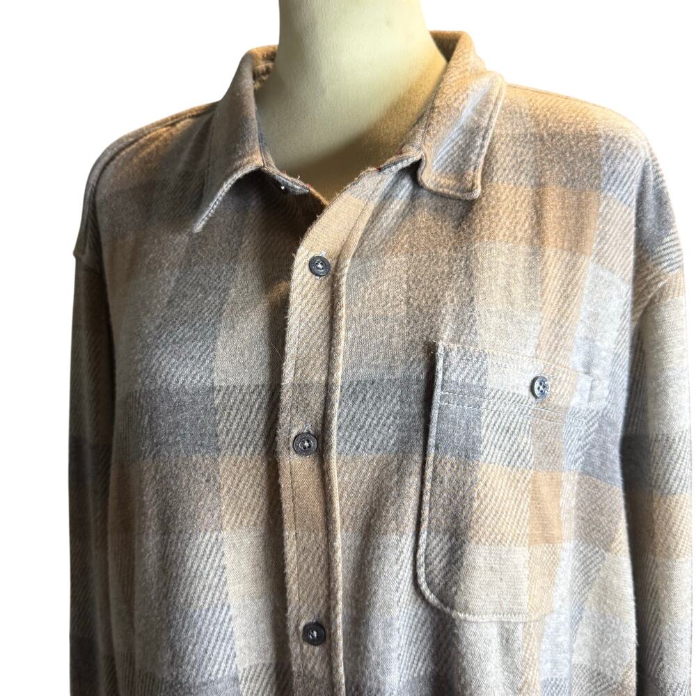 Flag & Anthem MadeFlex Flannel Shirt, Gray Tan Plaid, Stretch Performance, 2XL